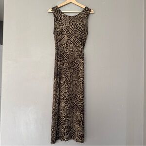 Brown and Black Sleeveless Sheath Maxi Dress